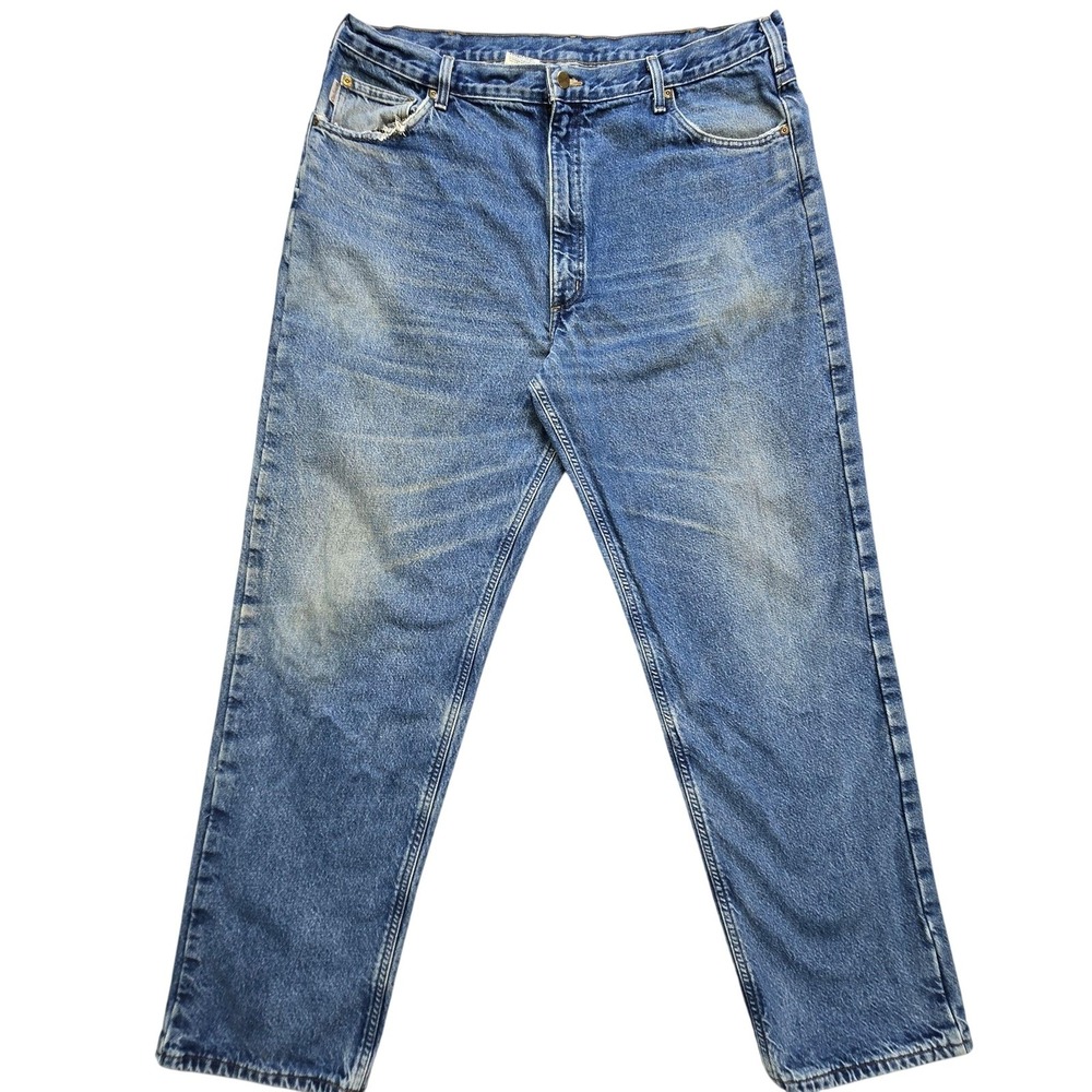 Carhartt Jeans Mens 40x32 Blue Straight Relaxed Stone Wash Flannel Lined B172